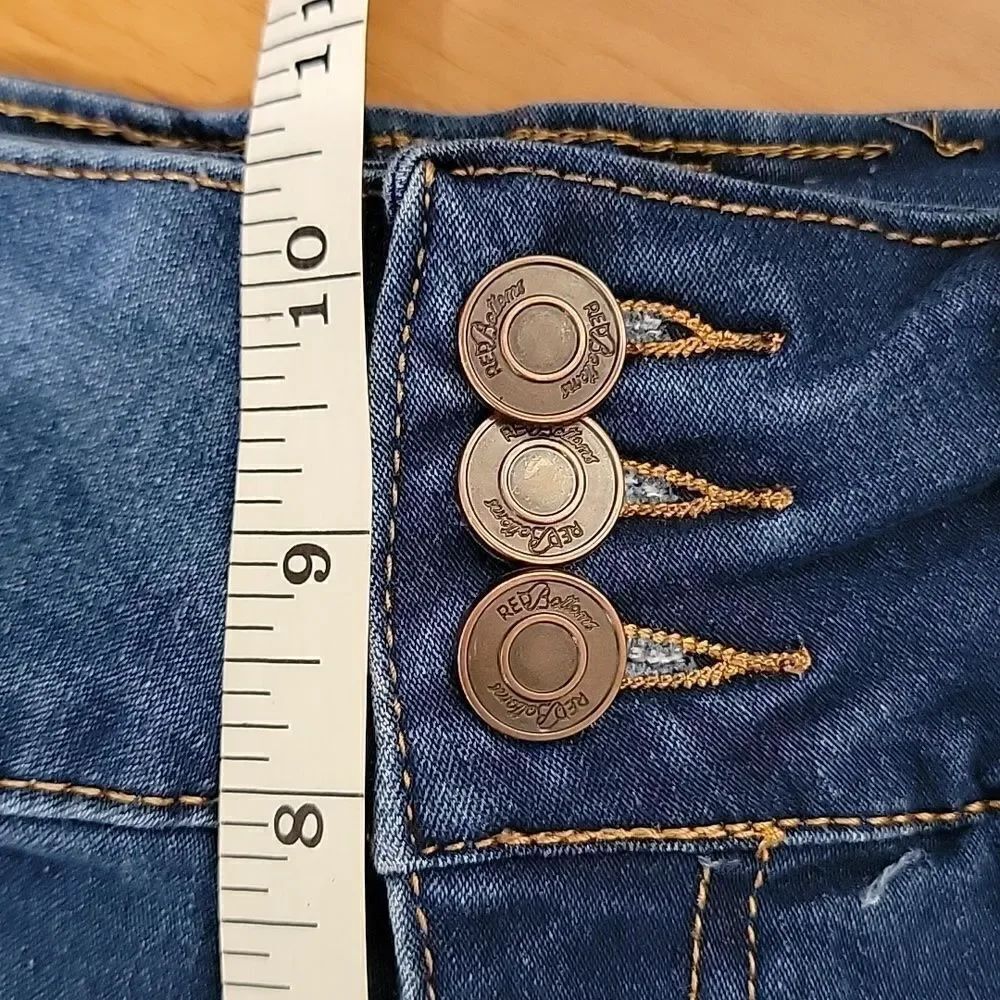 Red Bottoms Juniors blue denim skinny ankle jeans Size 11 - Picture 15 of 16